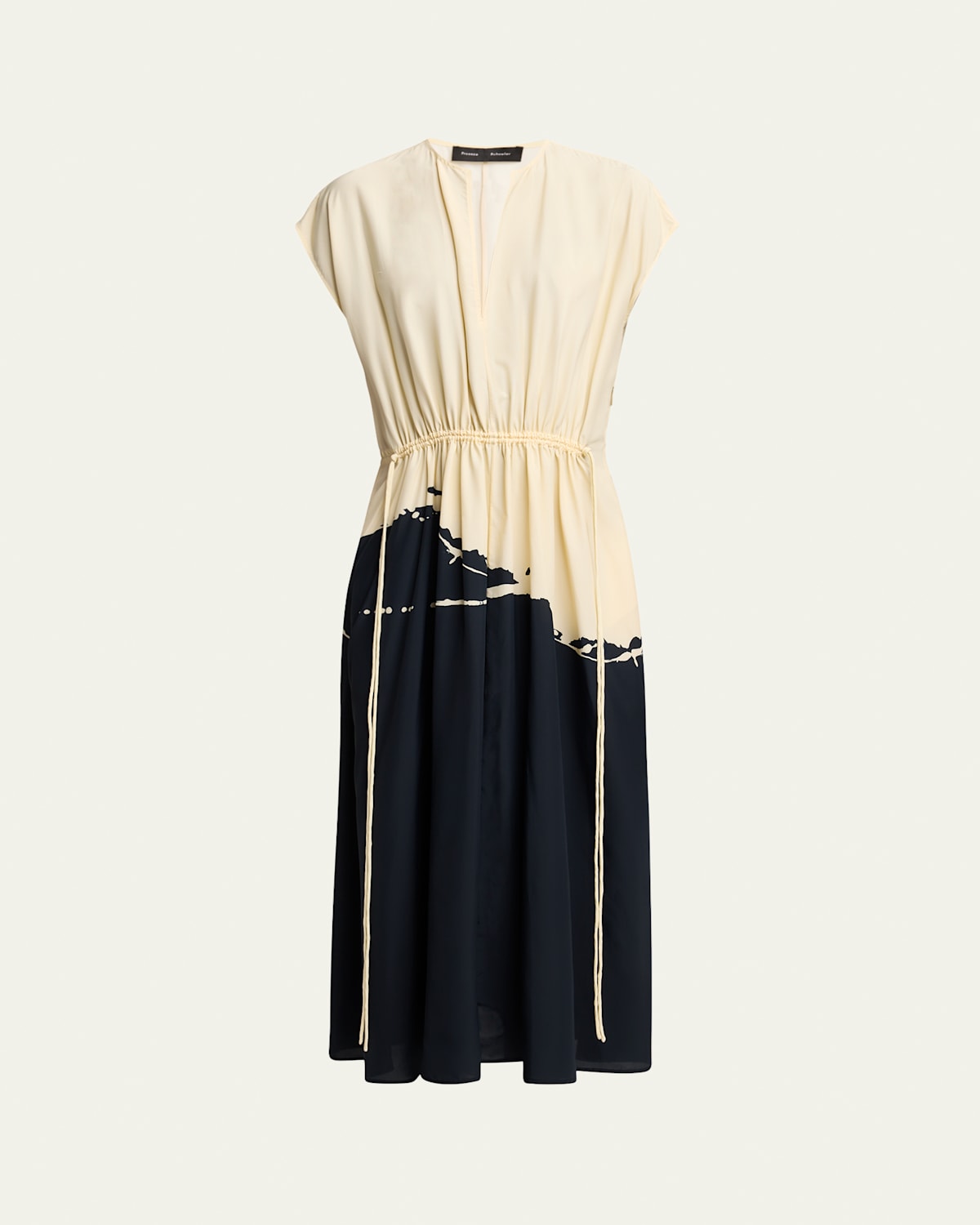Proenza Schouler Ezra Abstract Colorblock Midi Dress In Black Multi