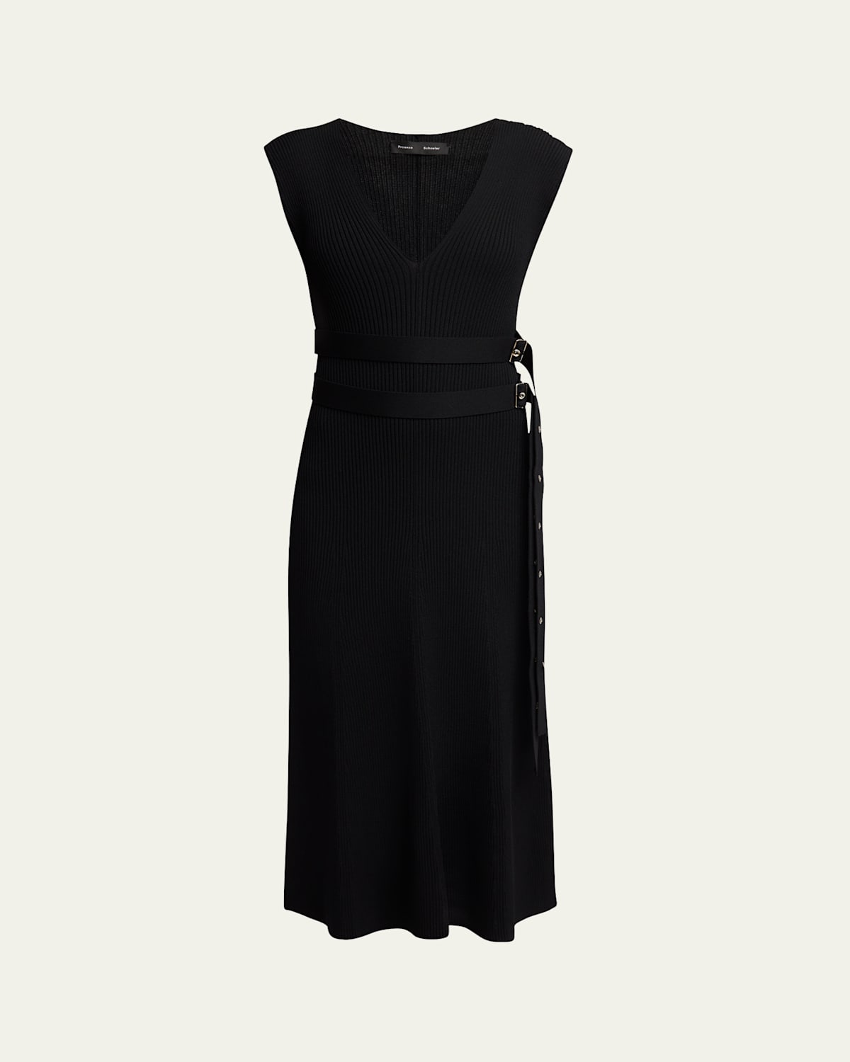 PROENZA SCHOULER MADELINE RIB-KNIT BELTED MIDI DRESS 