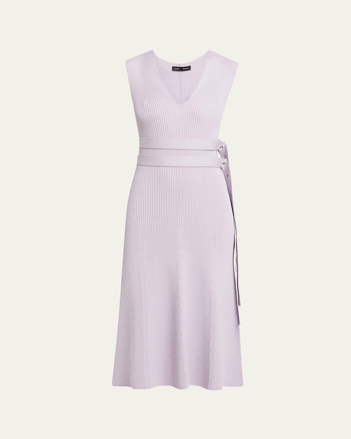 PROENZA SCHOULER MADELINE RIB-KNIT BELTED MIDI DRESS 