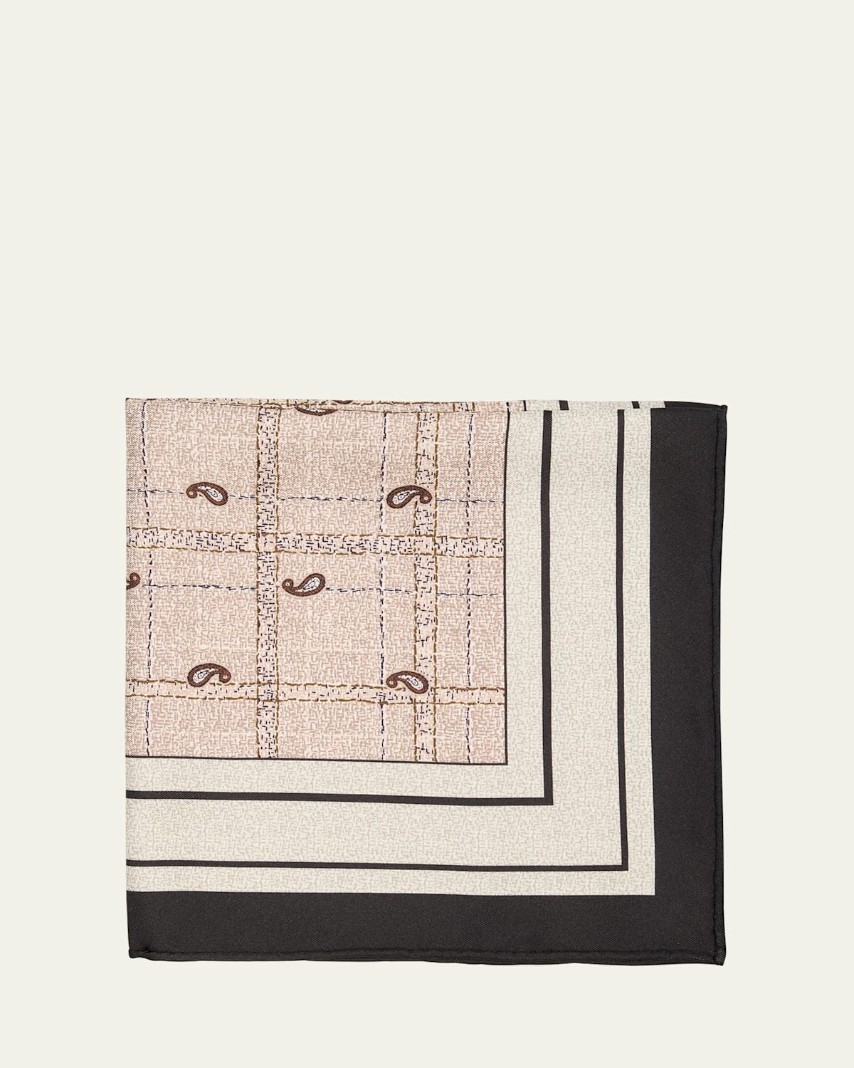 Loro Piana Men's Boteh Silk Twill Square Scarf In T1oo Light Taupepal
