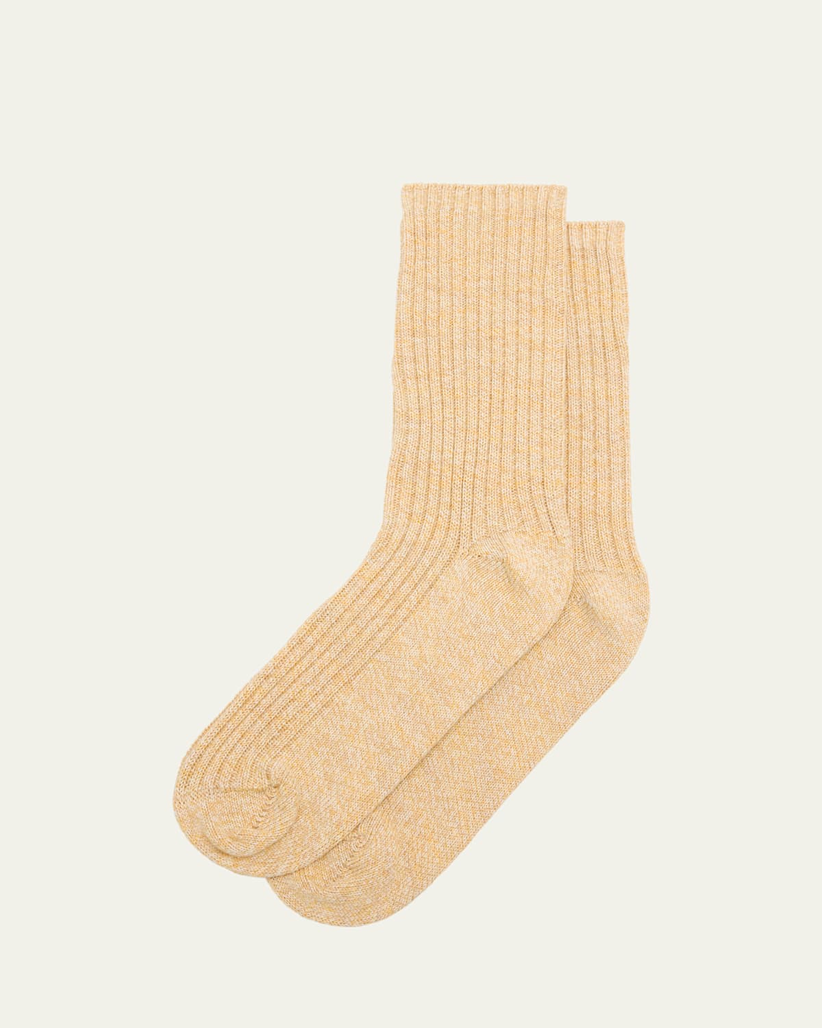 Loro Piana Men's Meina Melange Ribbed Mid-calf Socks In 20gk Gentle Gold Mel