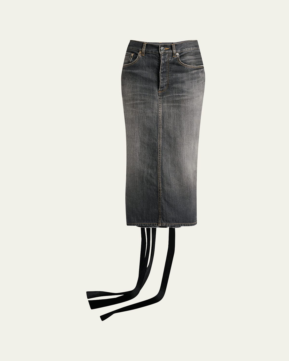 Shop Balenciaga Lace-up Denim Midi Skirt