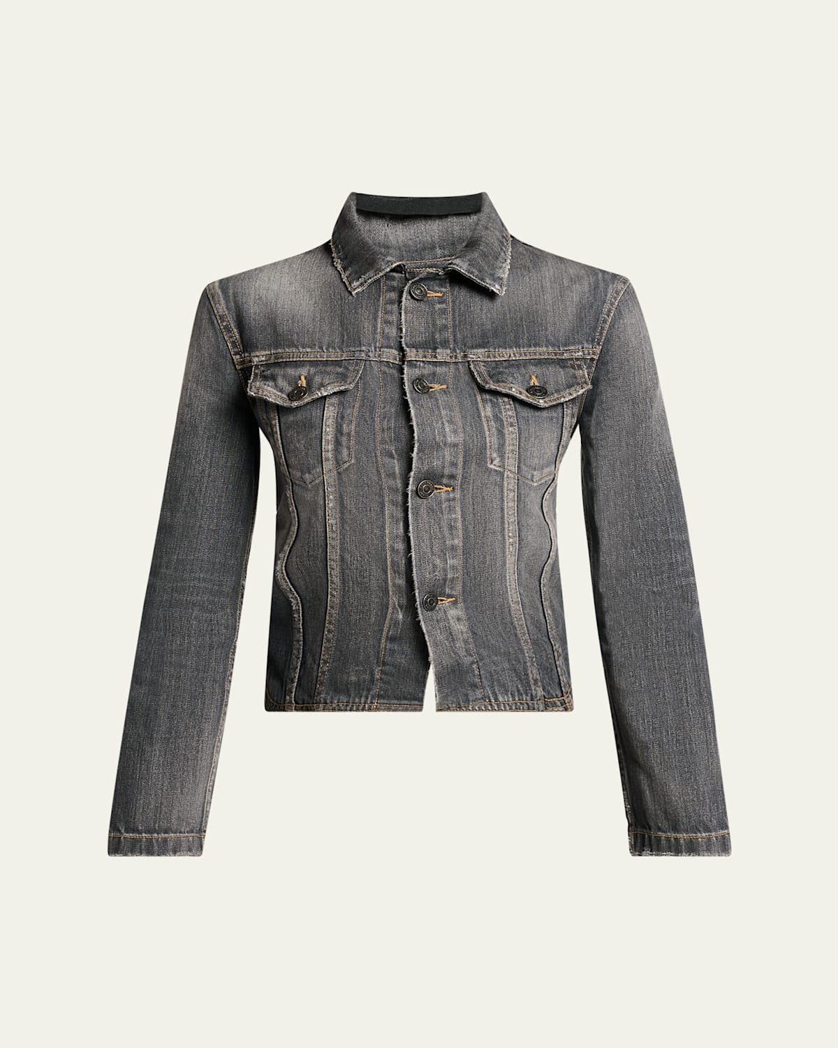 Shop Balenciaga Lace-up Denim Jacket