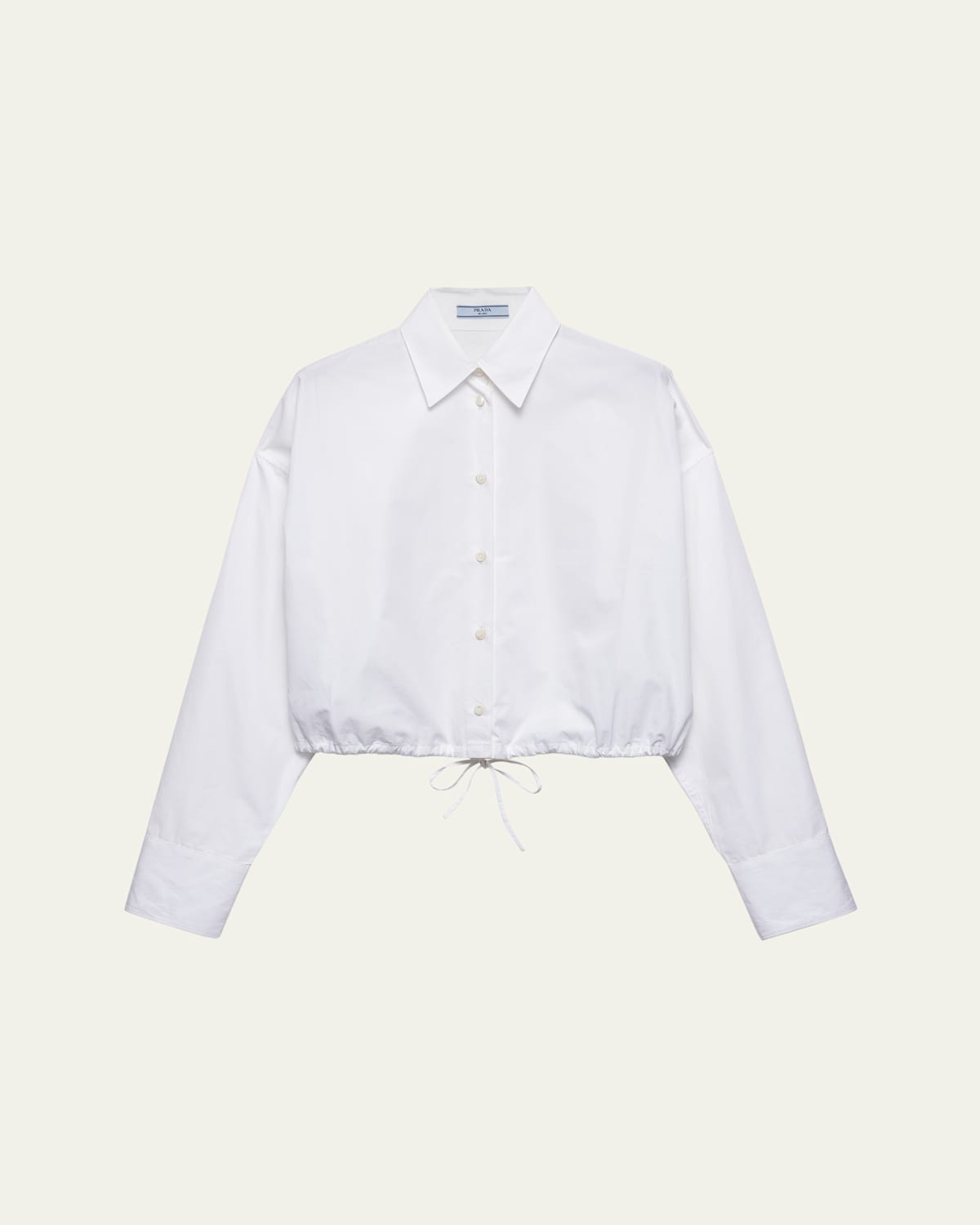 Prada Drawstring Poplin Shirt In F0009 Bianco
