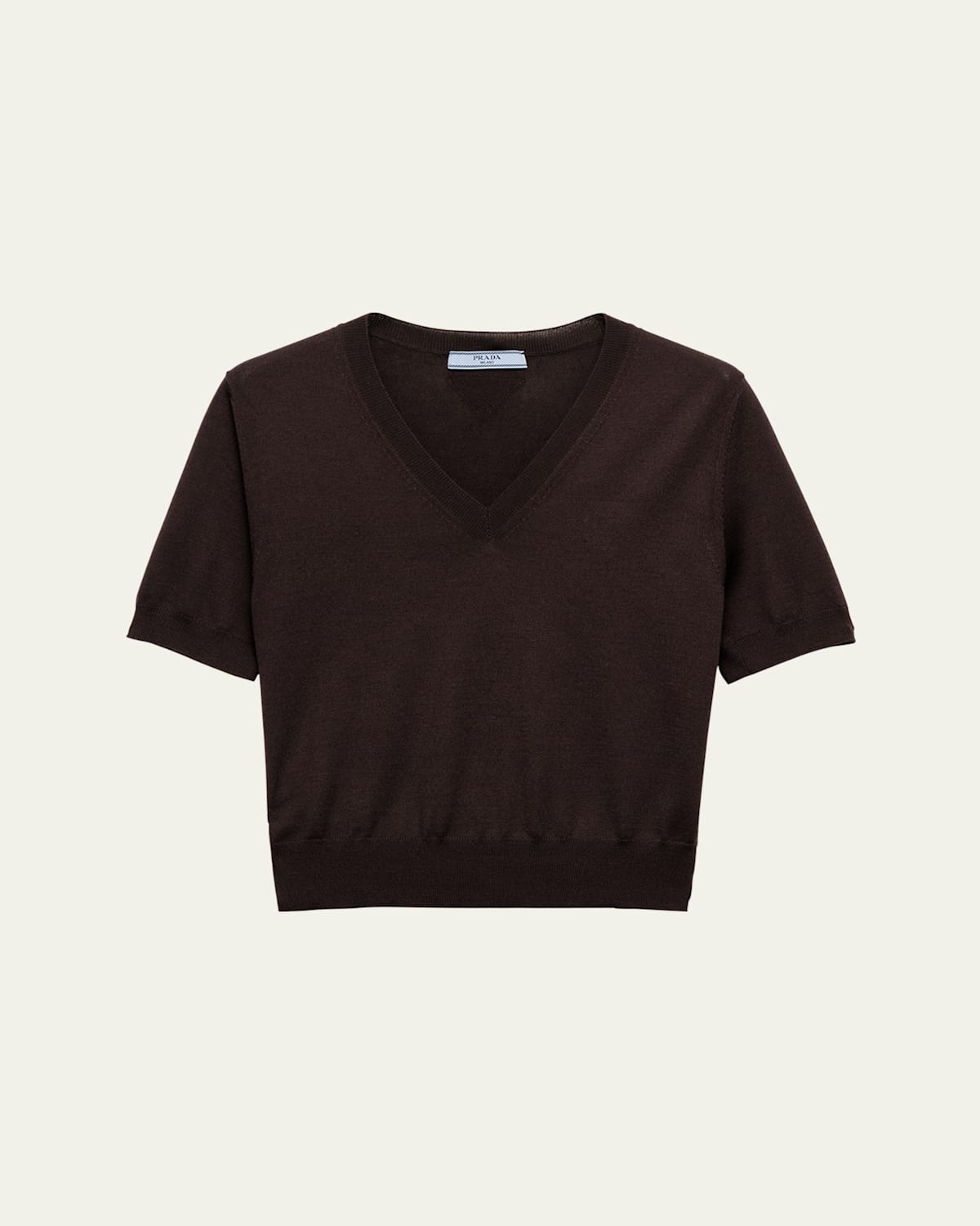 Prada V-neck Wool Sweater In F0324 Cacao