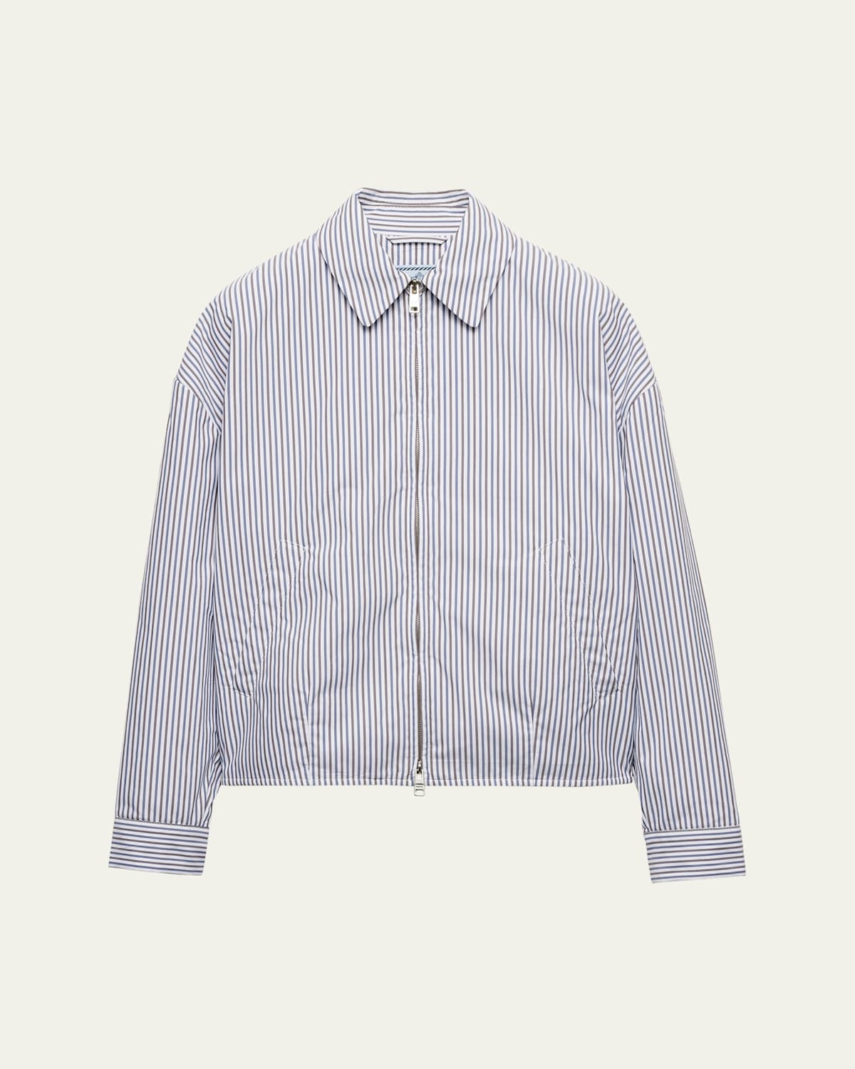 Prada Tricolor Striped Zip Jacket In F0ub0 Bianco Blu