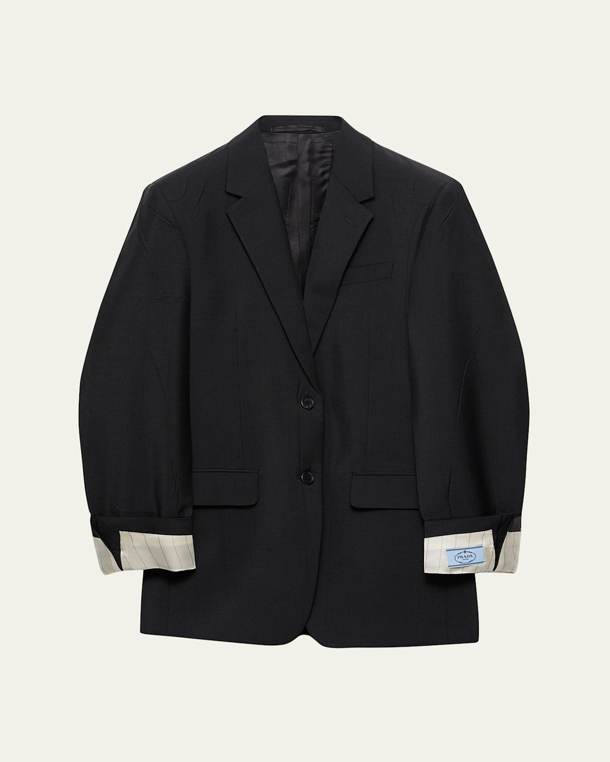 Prada Turn-up Cuff Kid Mohair Blazer In F0002 Nero