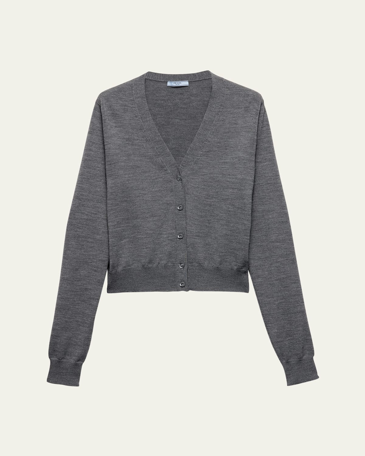 Shop Prada V-neck Wool Cardigan In F0480 Ardesia