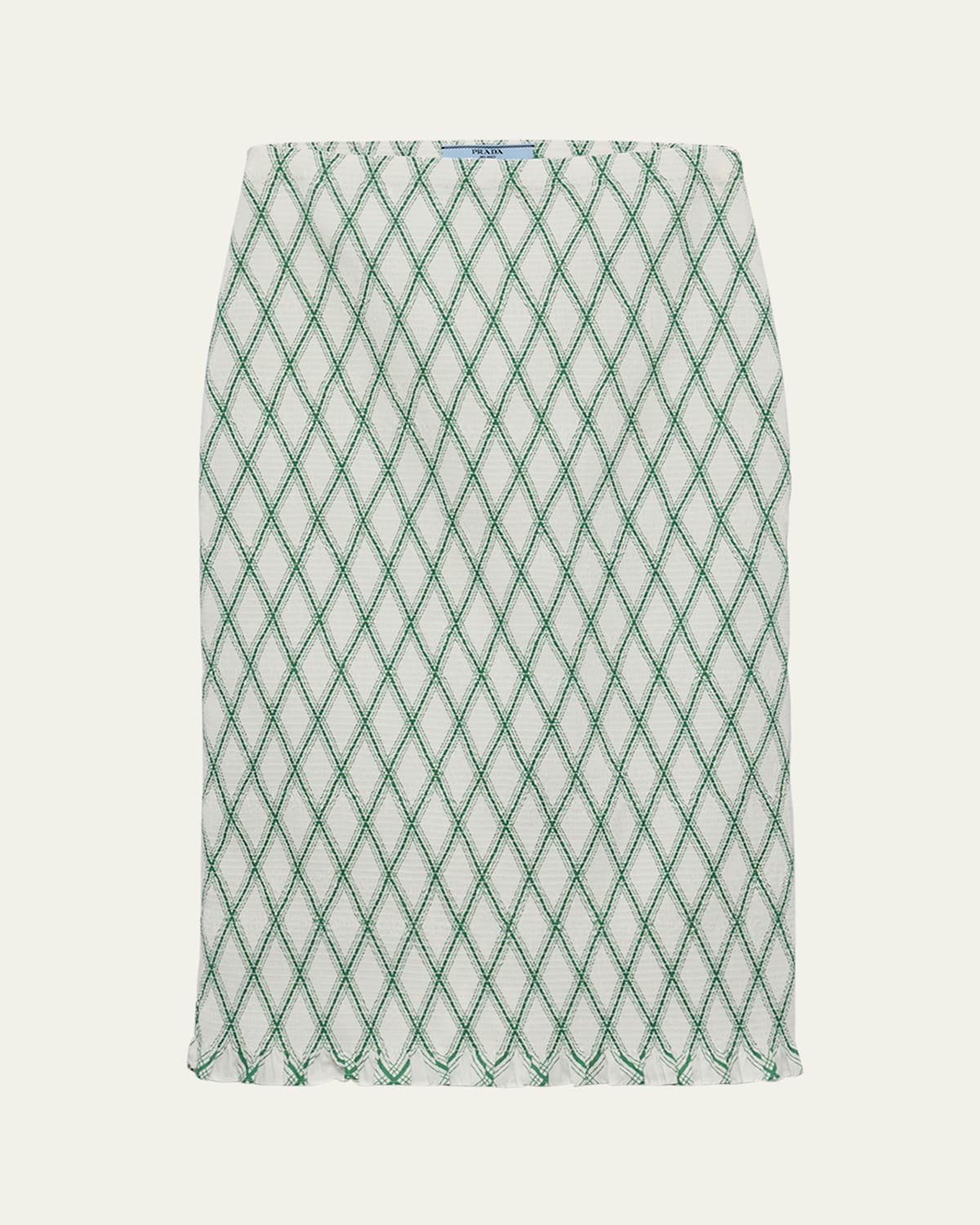 Prada Textured Fabric Diamond Pattern Skirt In F0089 Verde
