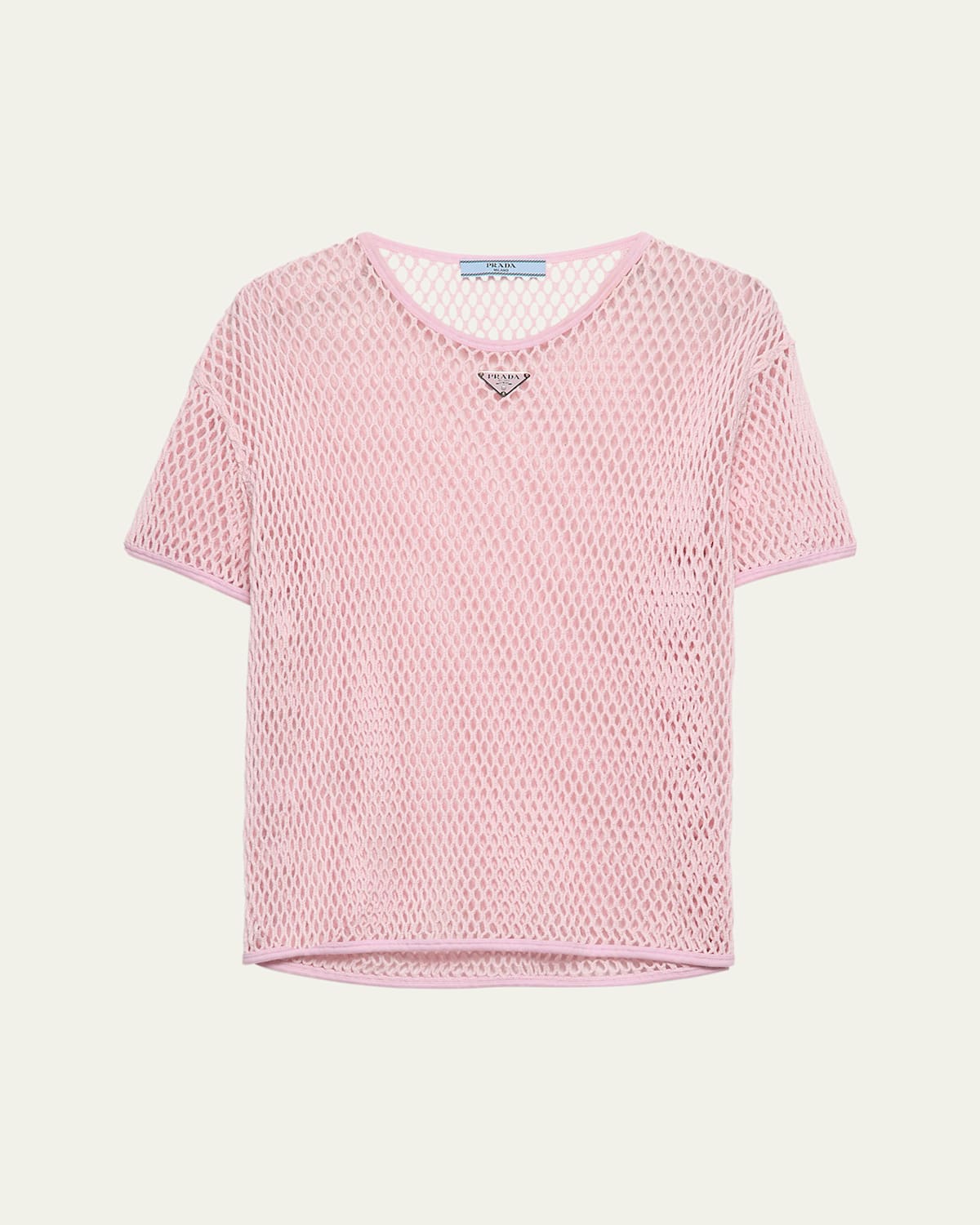 Prada Open Weave Short-sleeve Top In F0442 Petalo