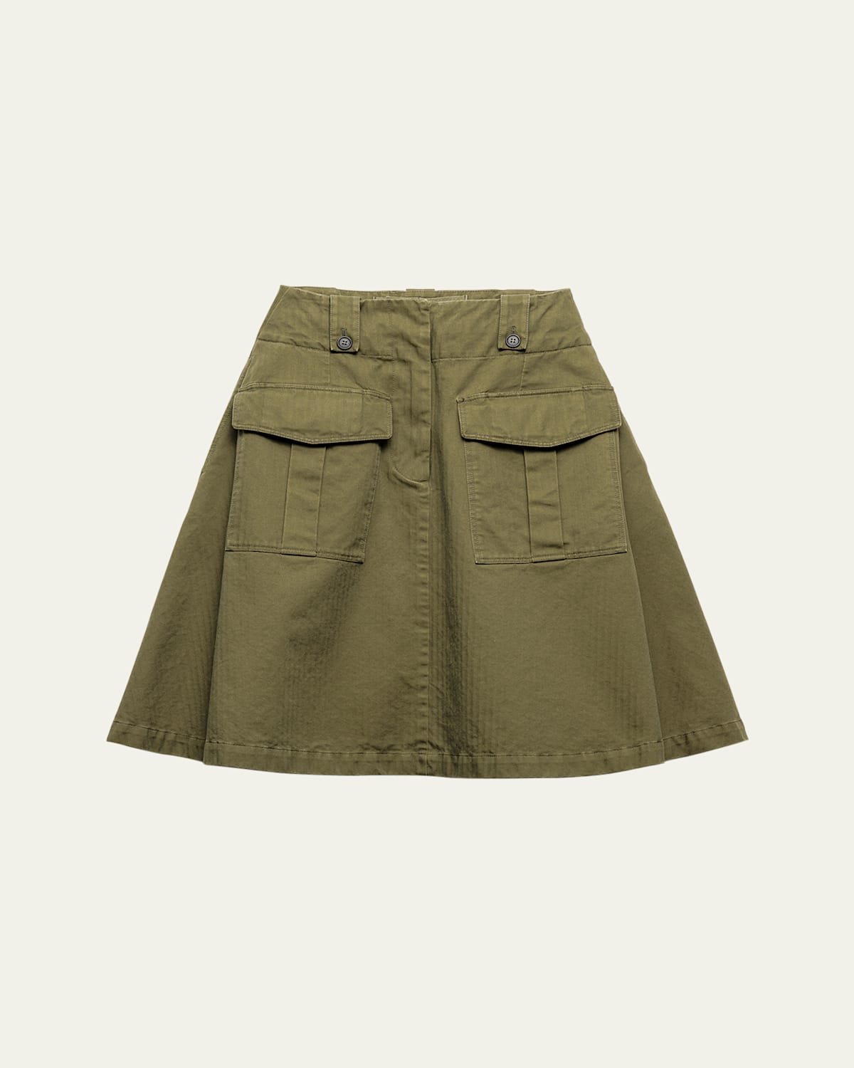 Prada Womens Green Flared Patch-pockets Cotton Cargo Skirt In F0161 Militare