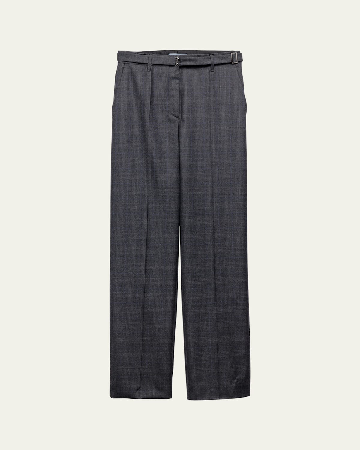 Prada Fantasia 130s Plaid Straight Leg Wool Pants