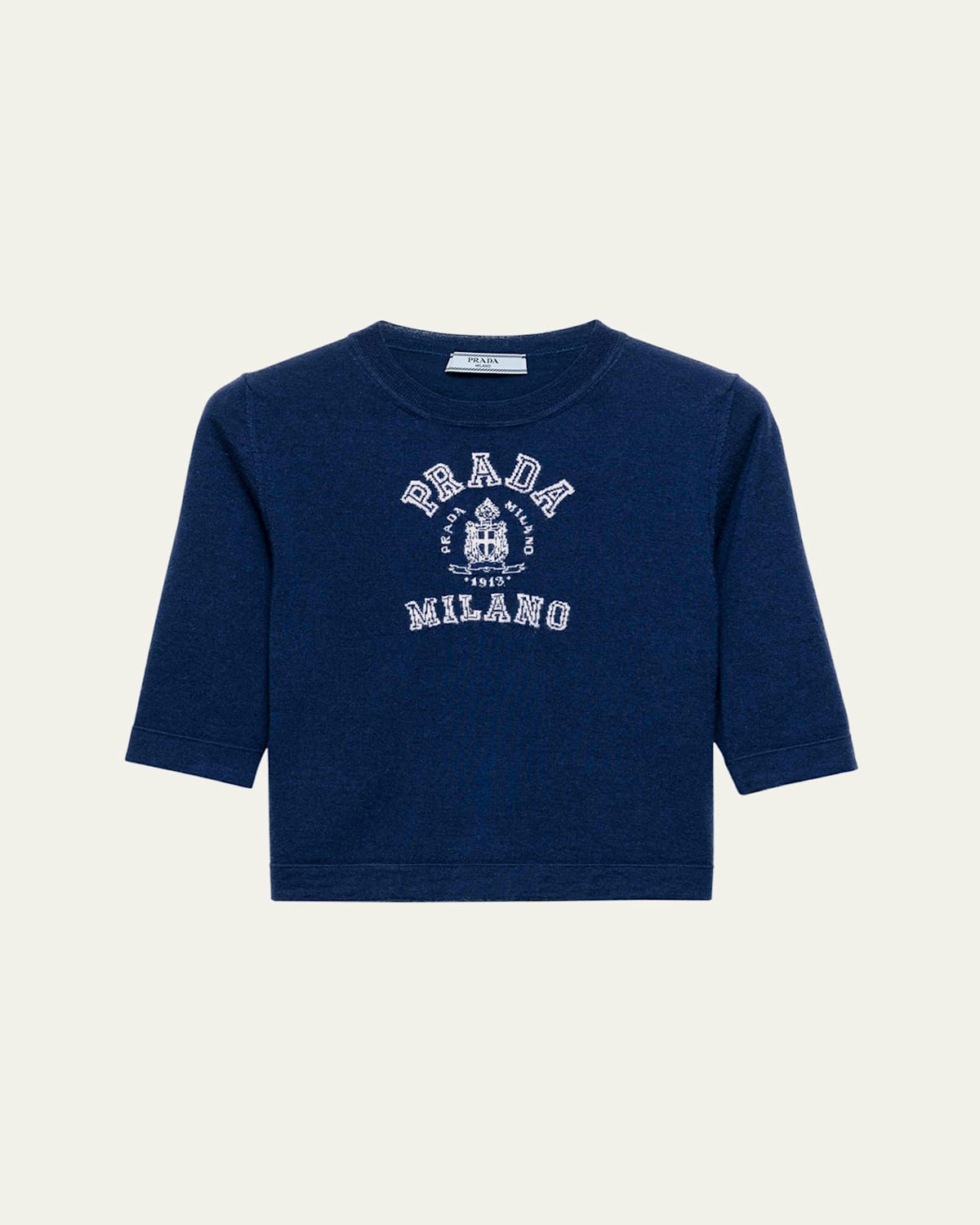 Prada Intarsien-pullover Aus Kaschmir In F057l Navy Bianco