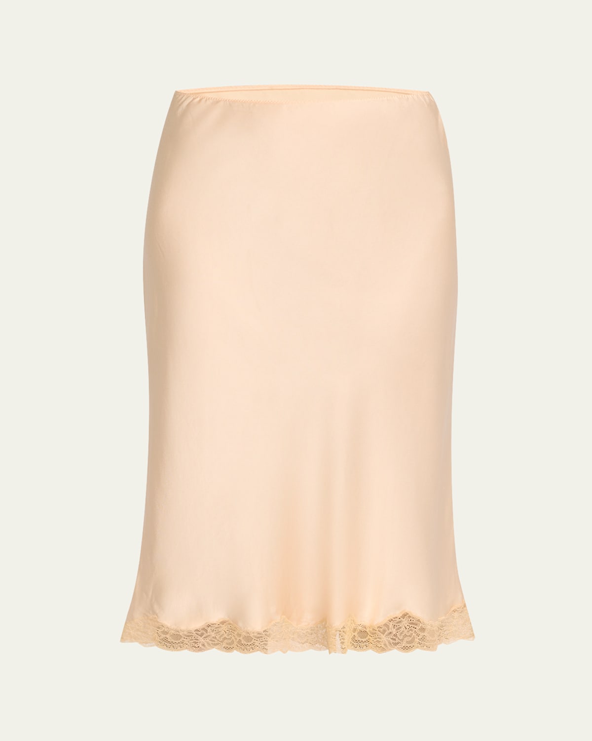 The Row Irene Silk Satin Midi Skirt W/ Lace In Light Peach