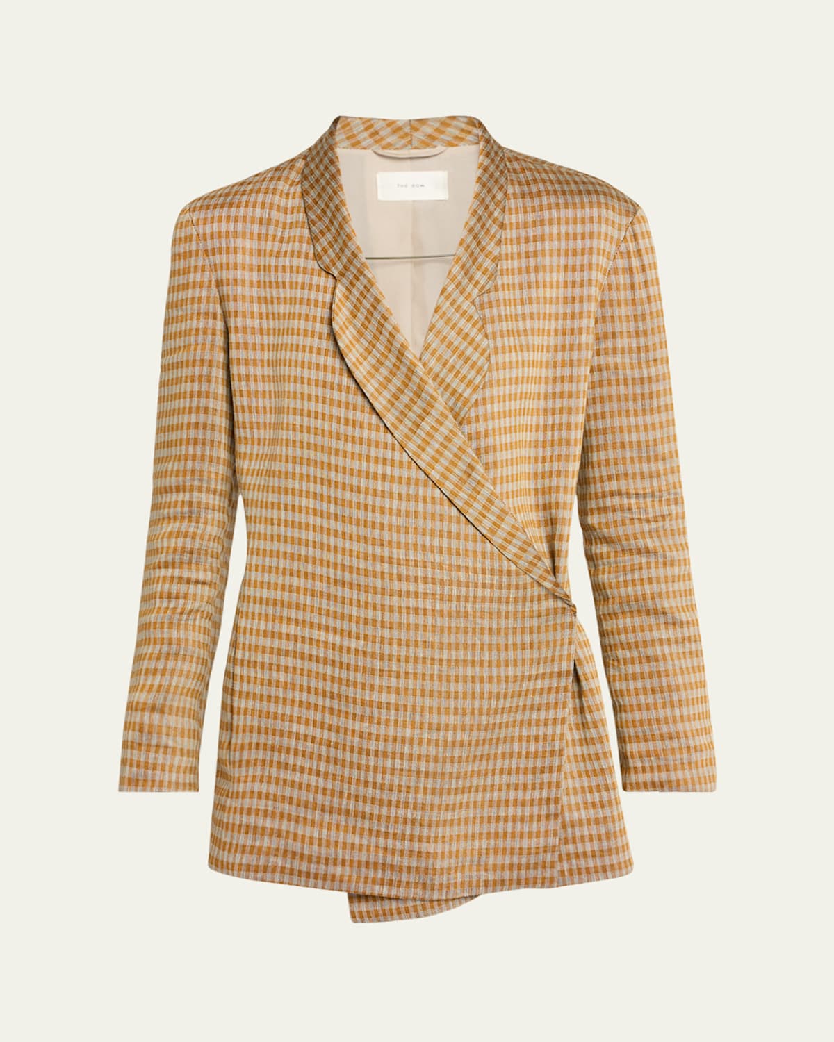 The Row Jeremiah Checked Linen-blend Jacket In Orange Linen  White