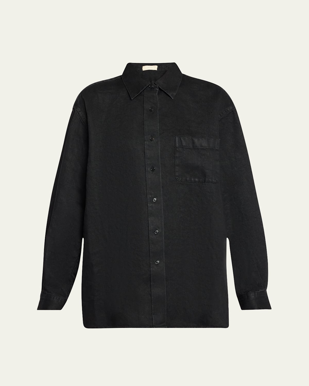 The Row Nesson Oversized Linen Button-down Shirt In Black