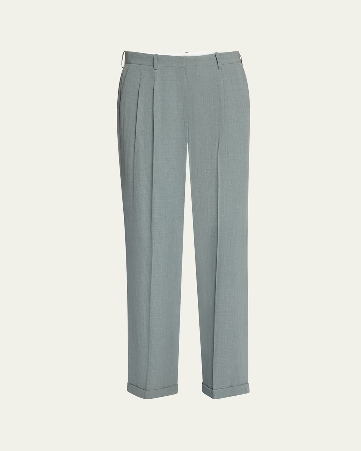 The Row Everhart Pleated Virgin Wool Blend Gabardine Straight Leg Pants In Timouse Grey