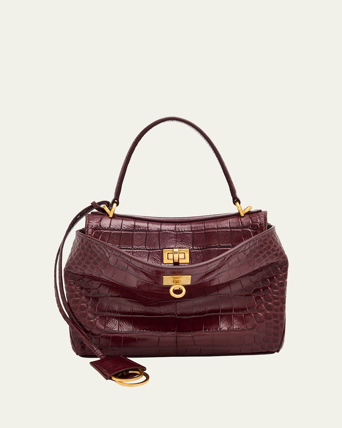 Rodeo Mini Croc-Embossed Top-Handle Bag