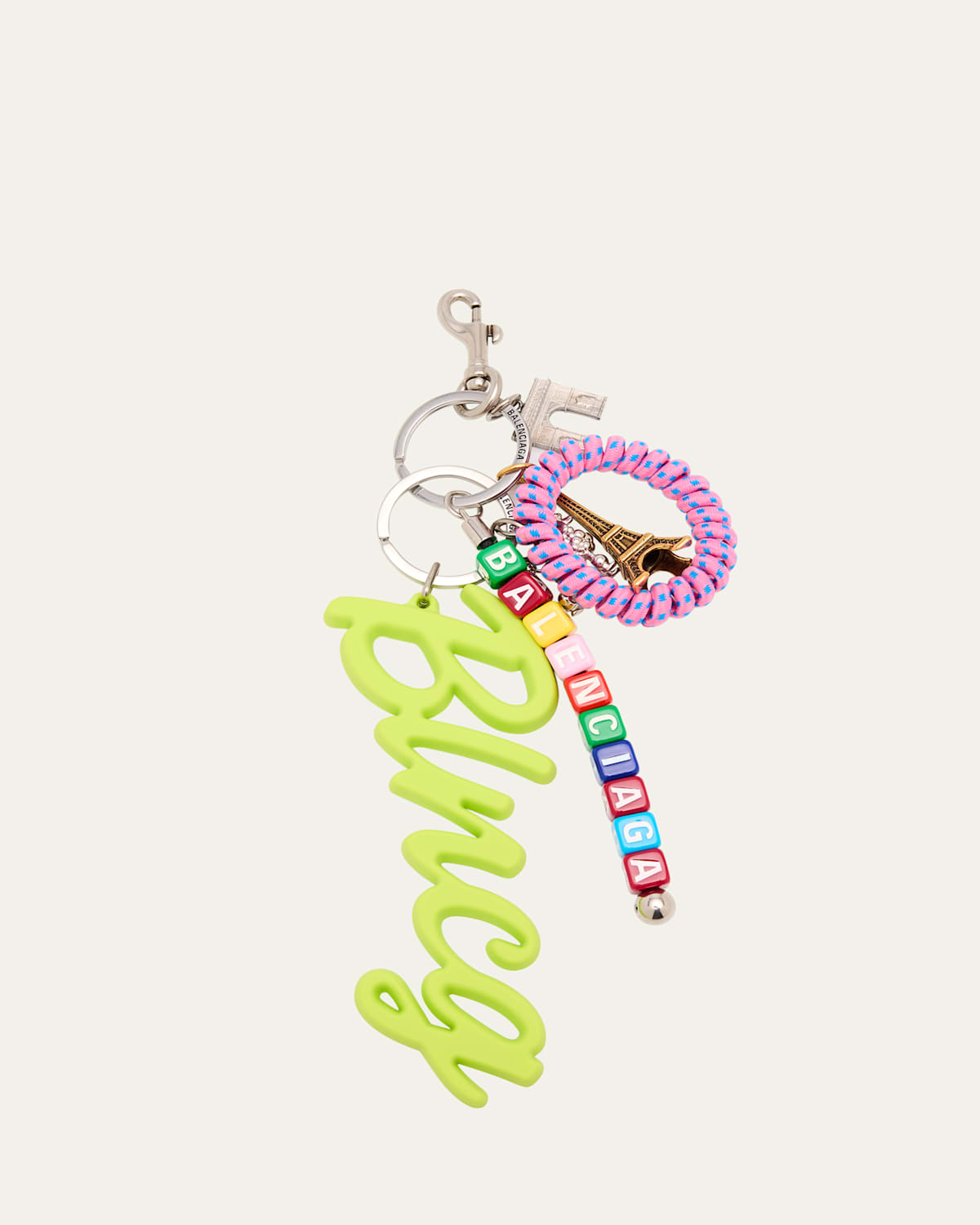 Balenciaga Logo Keychain With Charms In 8486 Multicolor