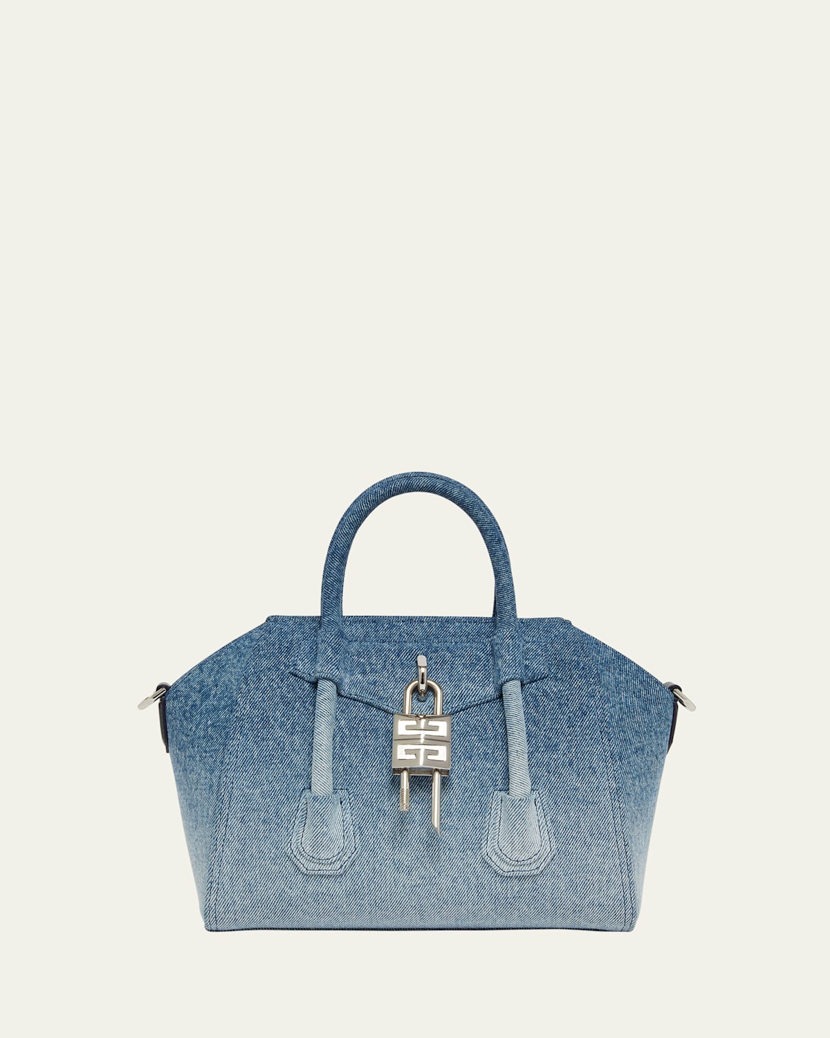 Givenchy Antigona Lock Mini Top-handle Bag In Faded Denim In Antigona Lock Mini Top Handle