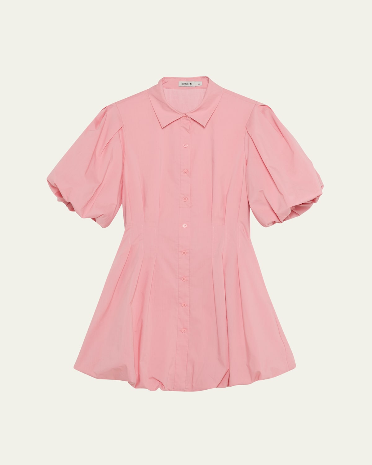 Shop Simkhai Cleo Balloon Pintuck Mini Dress In Dusty Rose