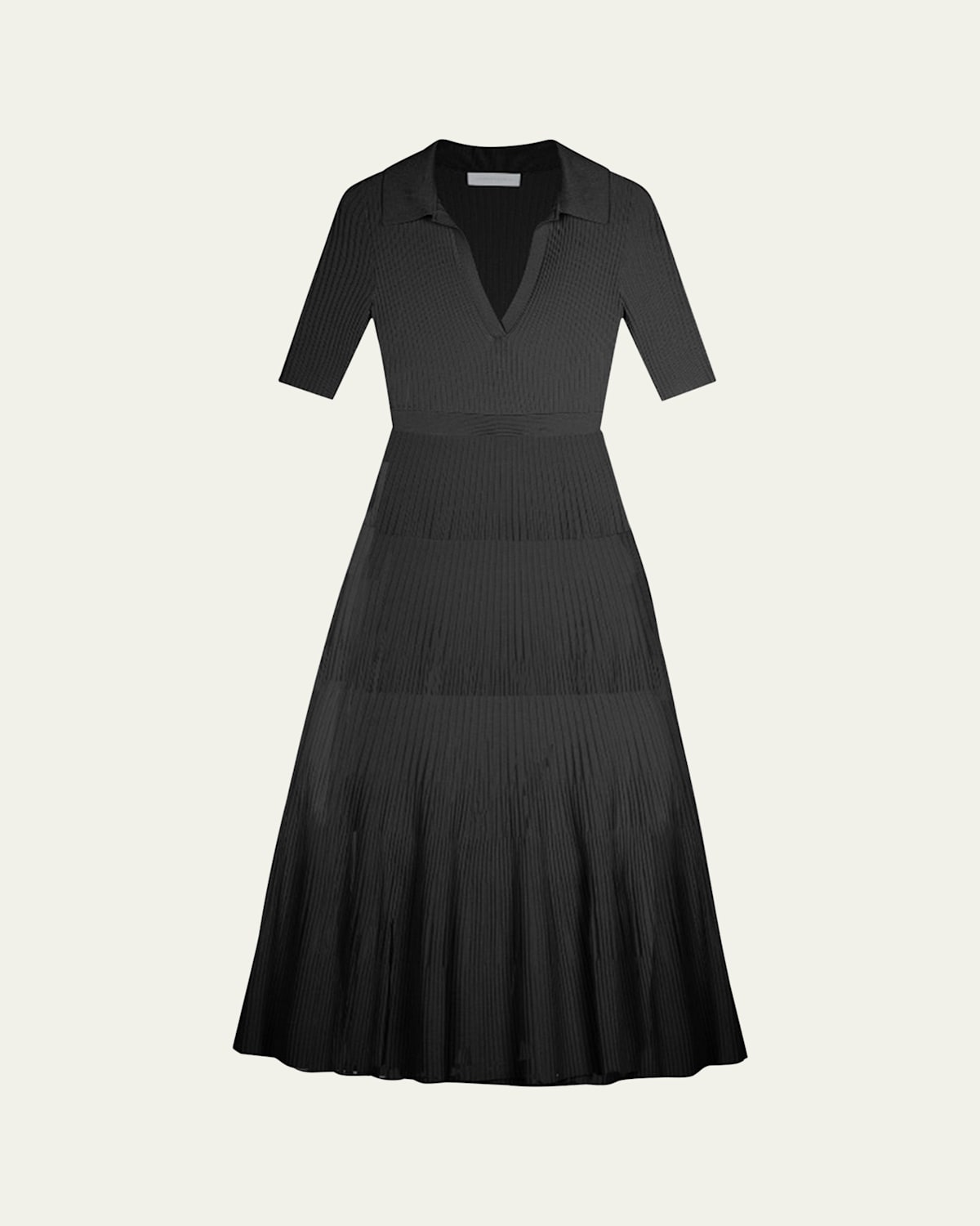 Simkhai Pati Short-sleeve Polo Midi Dress In Black