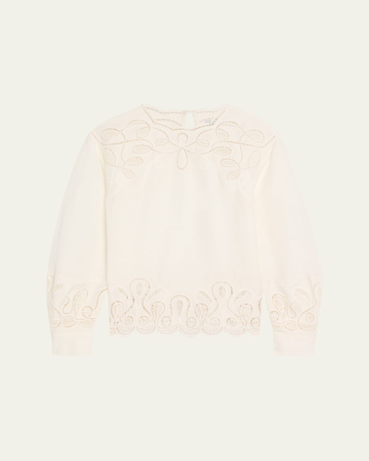 Simkhai Wendlyn Embroidered Long-sleeve Top In Ivory