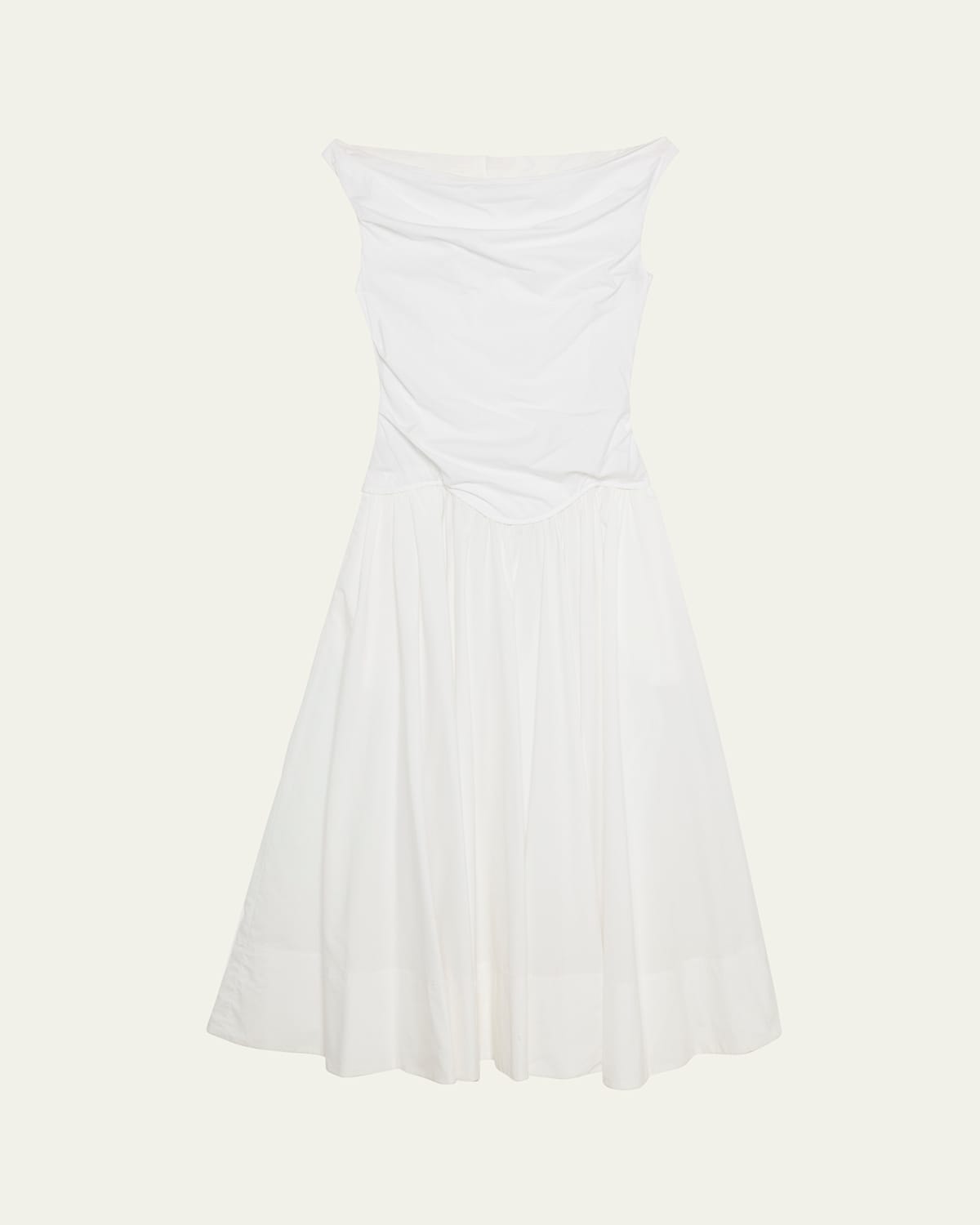Shop Simkhai Cersei Drop-waist Off-the-shoulder Midi Dress In White