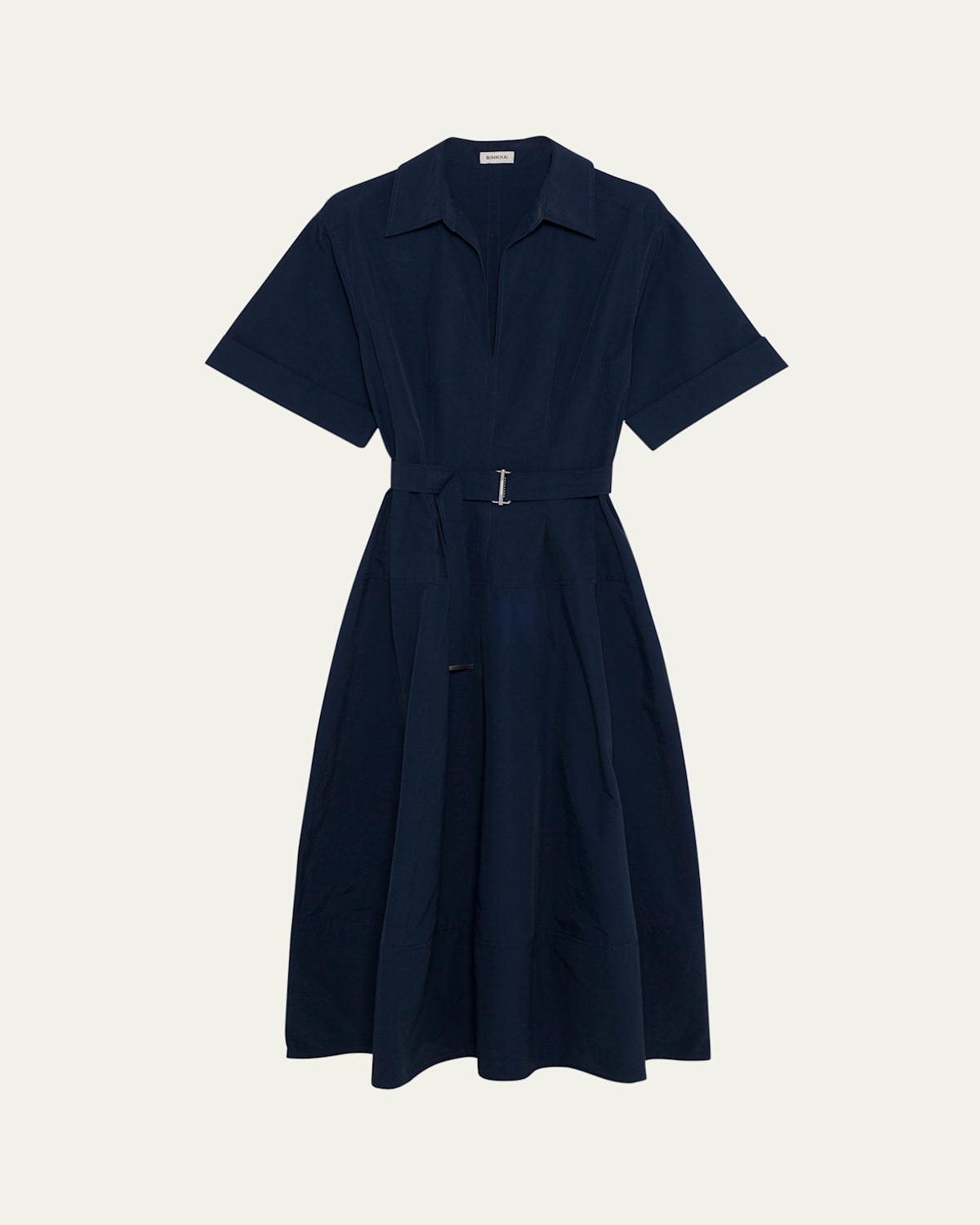 Simkhai Womens Midnight Deanna Belted Cotton-blend Midi Dress In Midnight