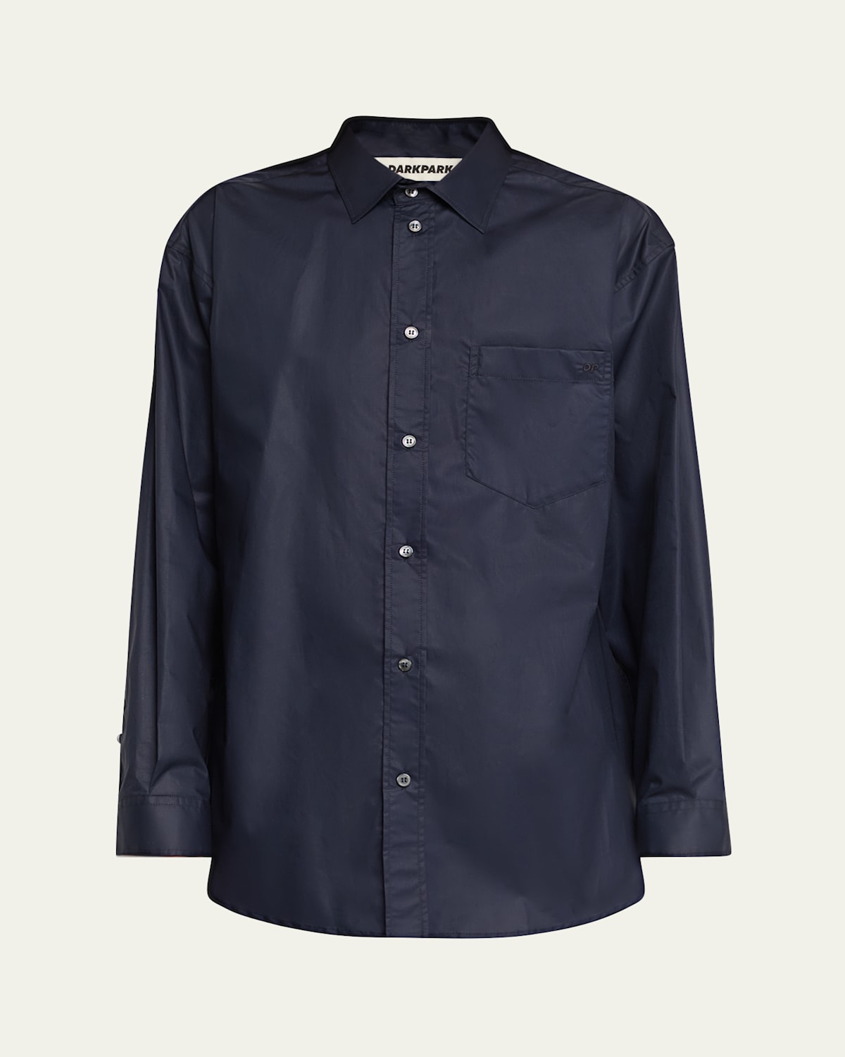 Shop Darkpark Anne Long-sleeve Poplin Shirt In Blue Navy