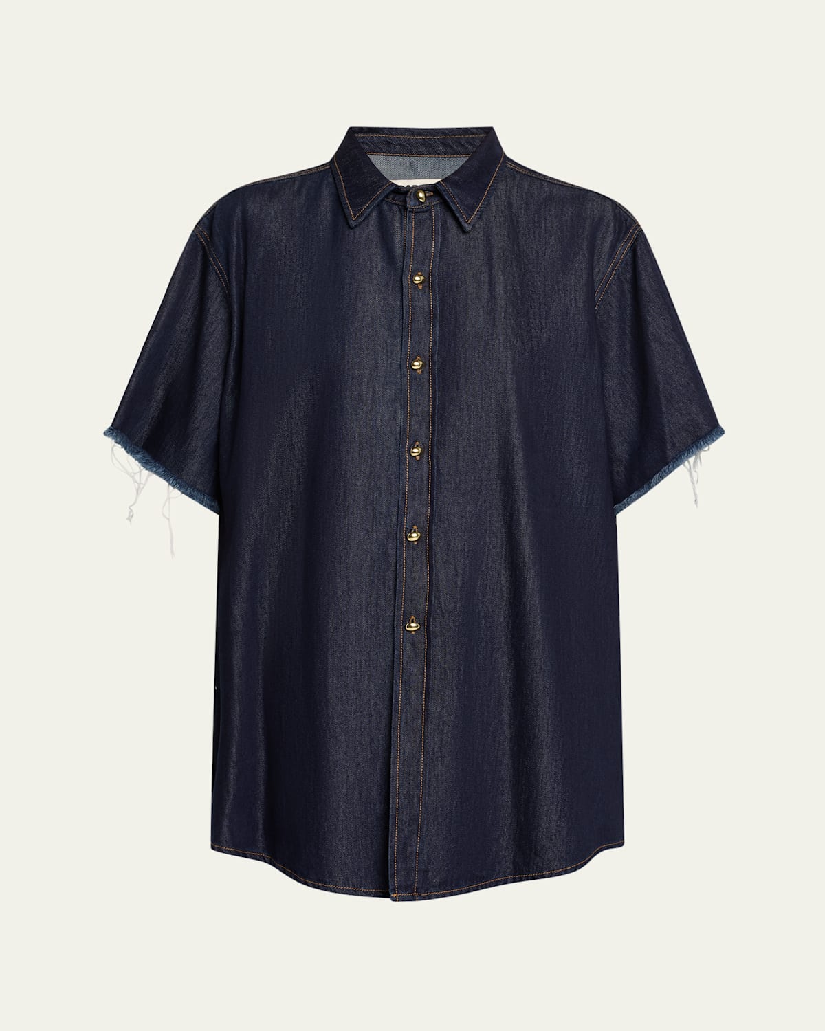 Shop Darkpark Tina Short-sleeve Shirt In Raw Blue Denim