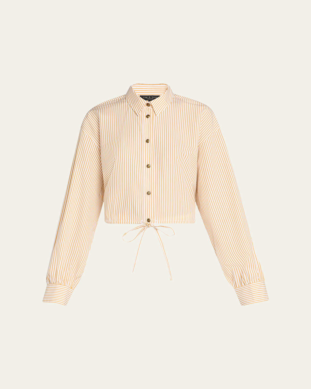 Rag & Bone Georgie Stripe Drawstring Shirt In Goldstrp