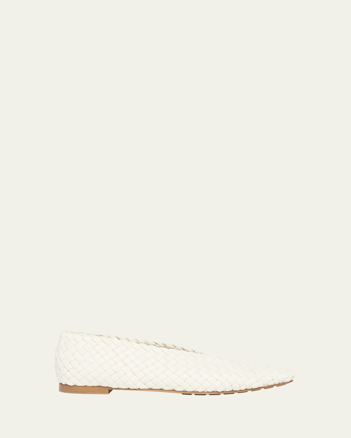 Bottega Veneta Intreccio Leather Sofia Ballet Flats In White