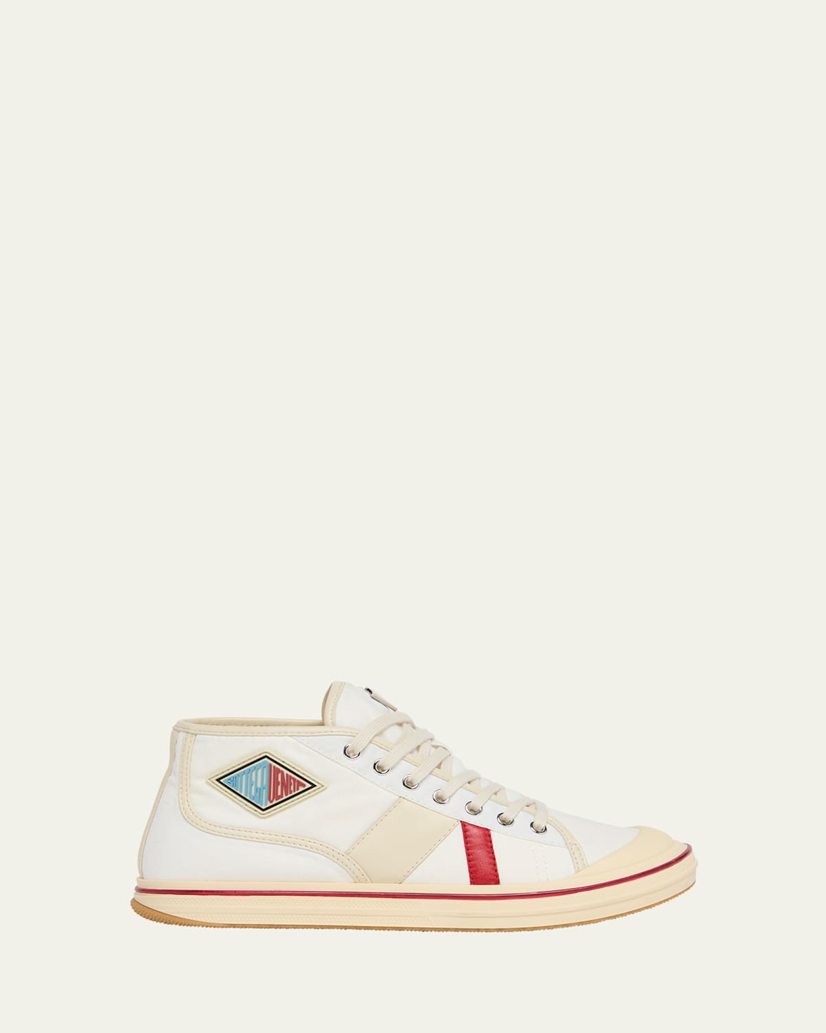 Bottega Veneta Summer Canvas Leather High-top Sneakers In White Sea Salt