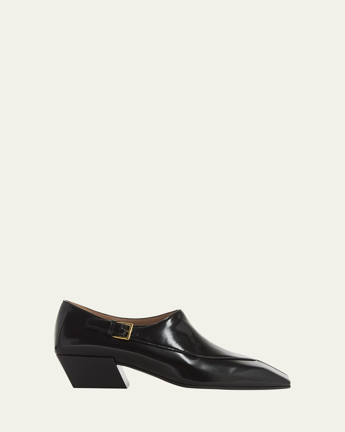 Bottega Veneta Okinawa Leather Monk Square-toe Loafers In Black