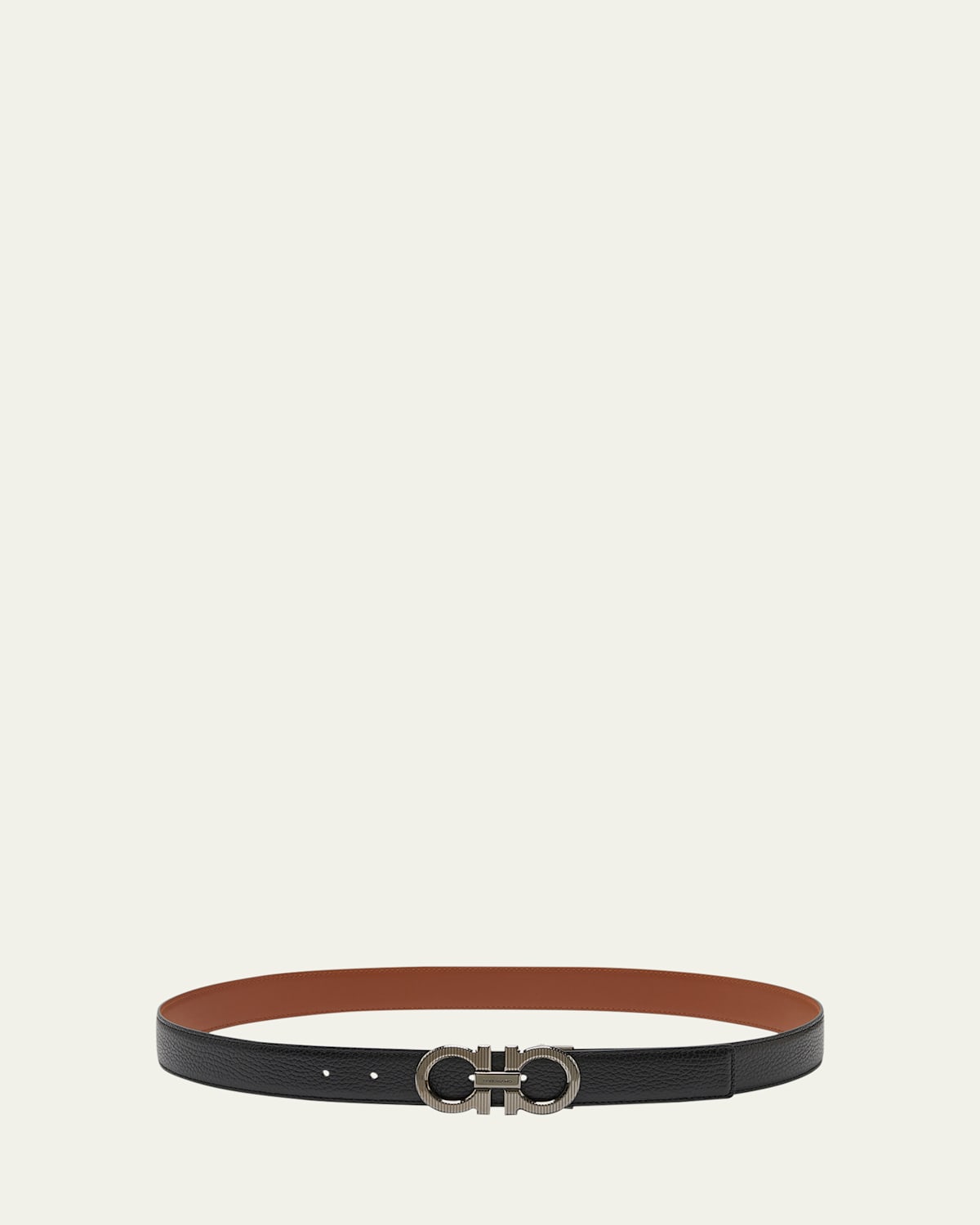 Ferragamo Men's Gancini-buckle Reversible Leather Belt In Black