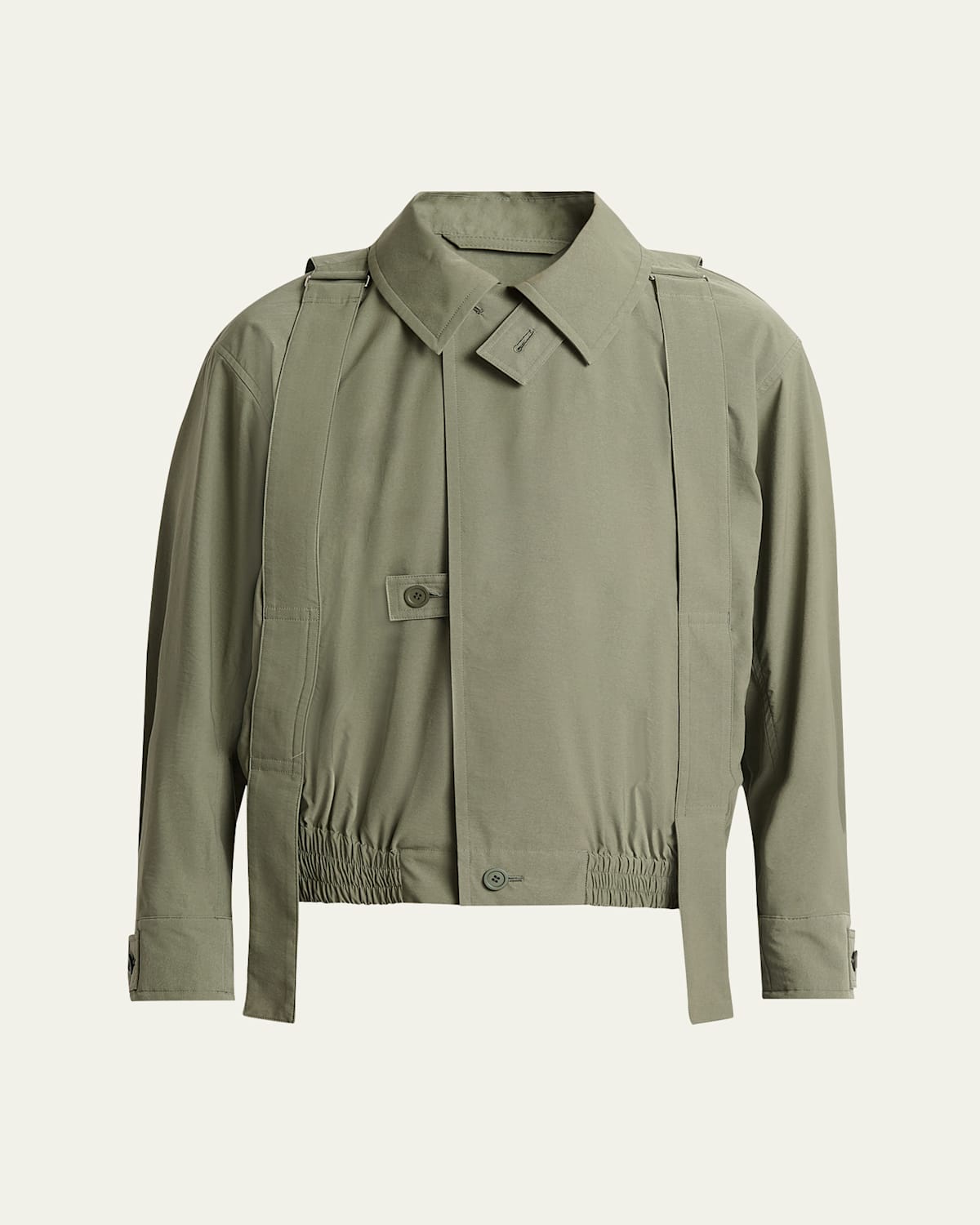 Shop Issey Miyake Men's Parachute Strap Wind-resistant Jacket In Khaki