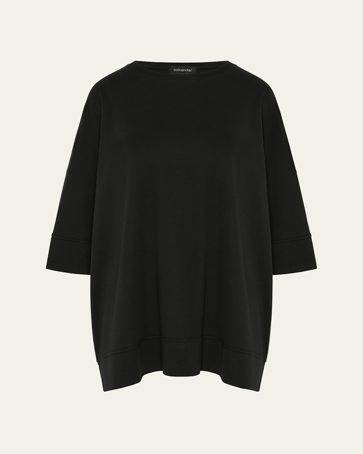 ESKANDAR ROUND-NECK 3/4-SLEEVE TOP WITH HEMBANDS (LONG LENGTH) 