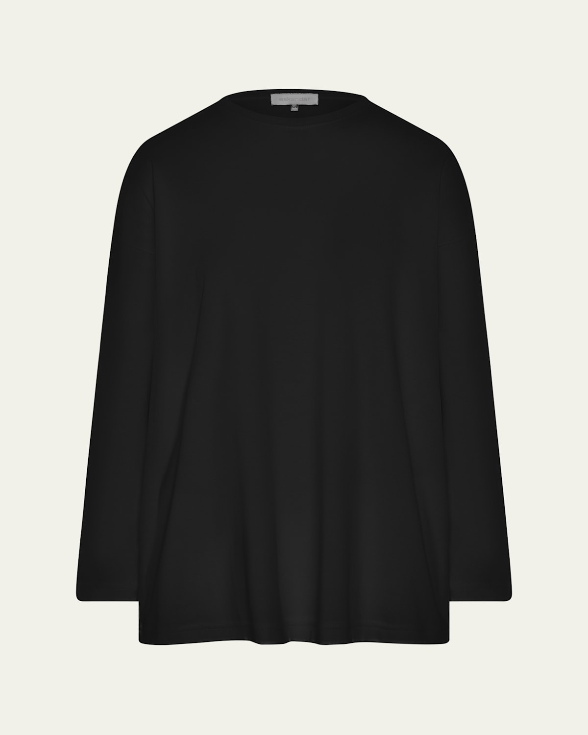 Eskandar Long-sleeve Smaller Round-neck Top (long Length) In Black