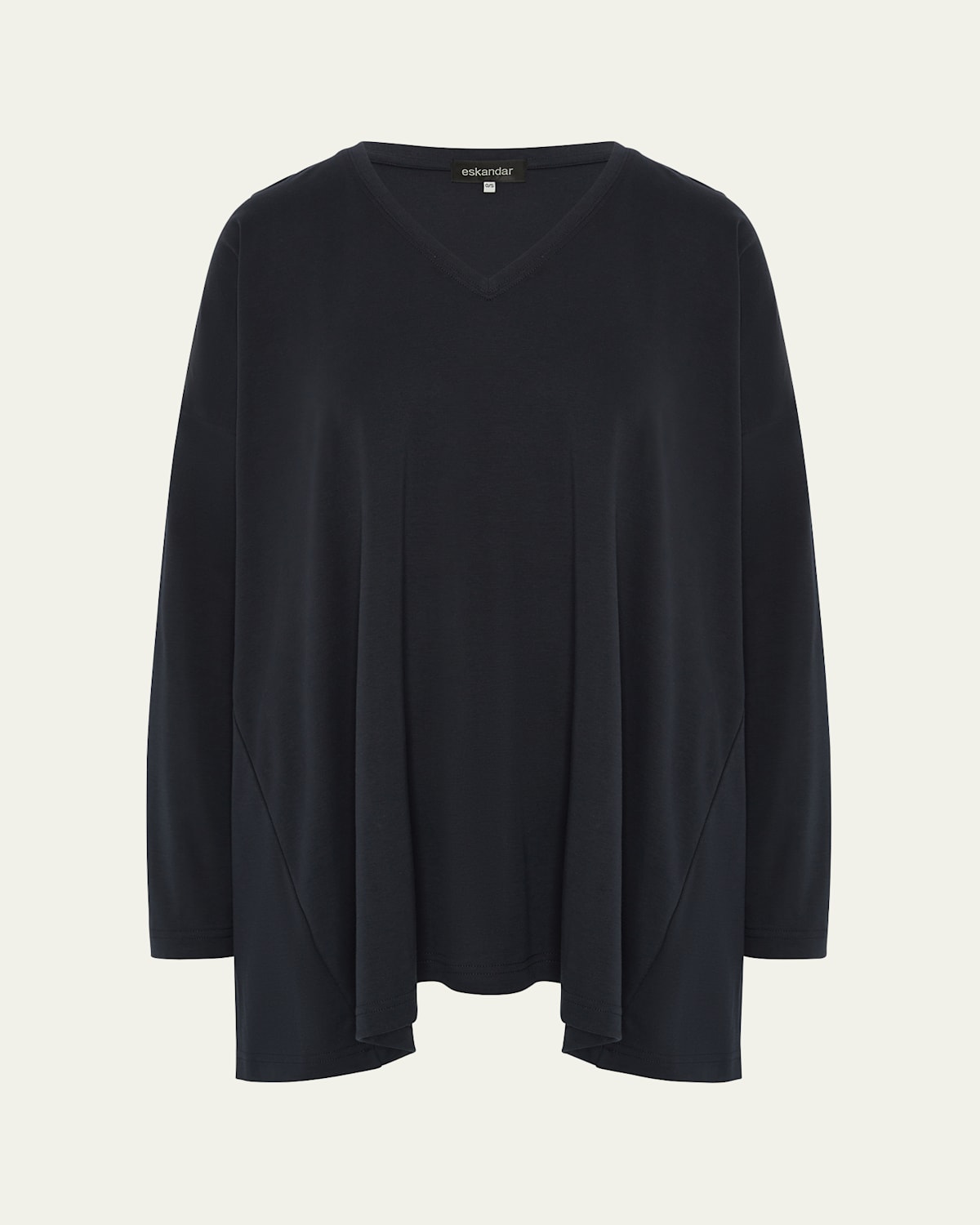 Shop Eskandar Side-paneled V-neck T-shirt (long Length) In Navydark