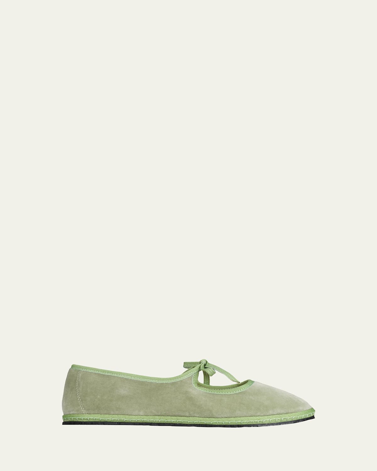 Shop Vibi Venezia Brigitte Cotton Mary Jane Tie Flats In Salvia