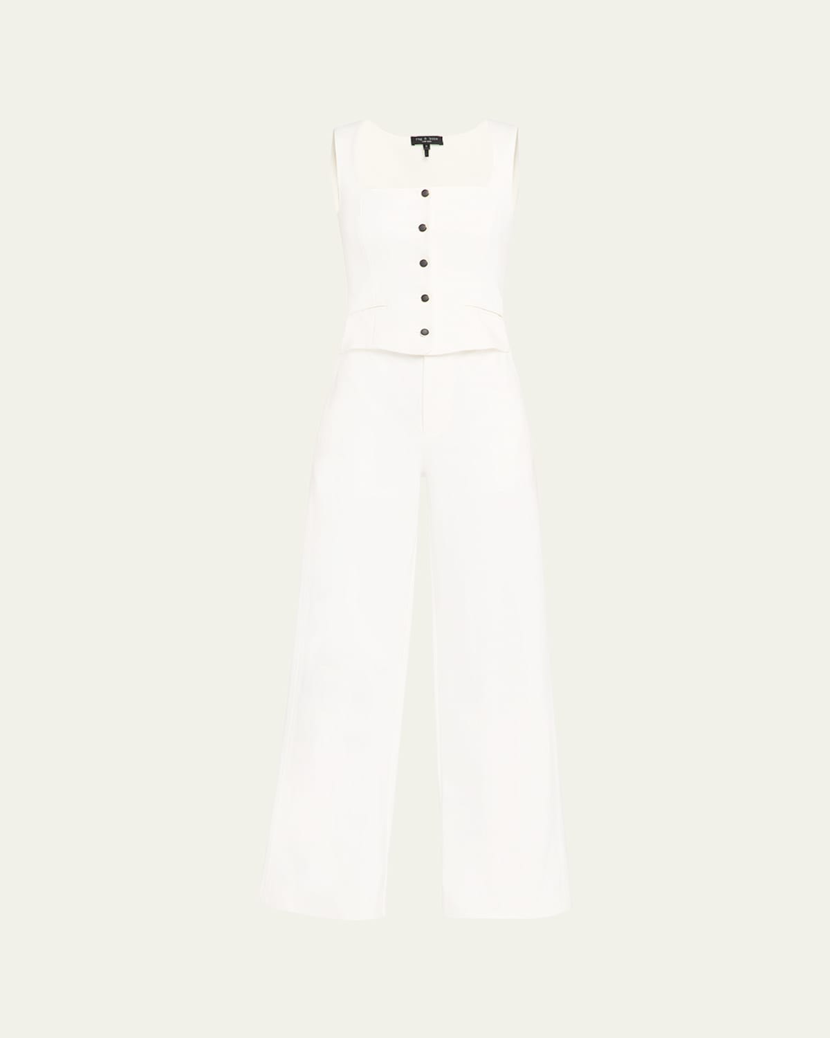 Rag & Bone Marianna Wide-leg Ponte Jumpsuit In White