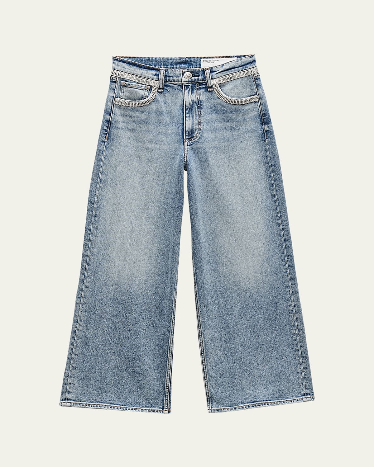 RAG & BONE ANDI EMBELLISHED WIDE ANKLE JEANS 