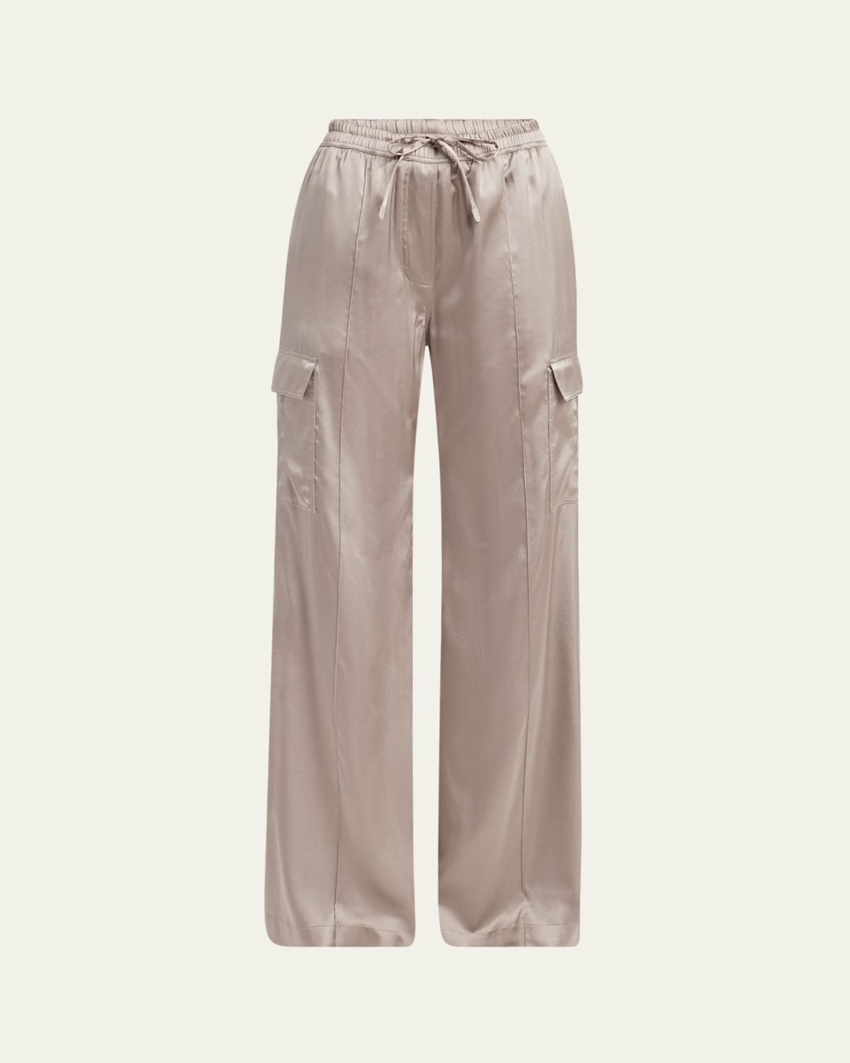 Stretch Silk Wide-Leg Cargo Pajama Pants