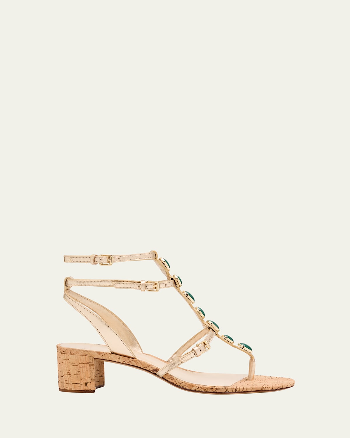 Alexandre Birman Jade Metallic Leather Cork Sandals