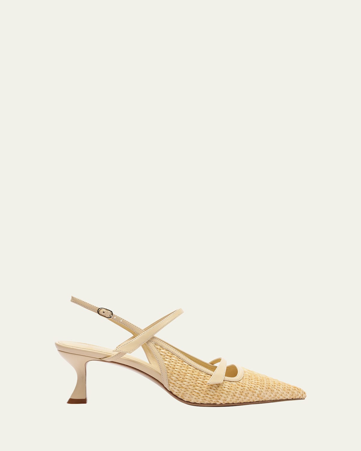Alexandre Birman Tita Raffia and Leather Slingback Pumps