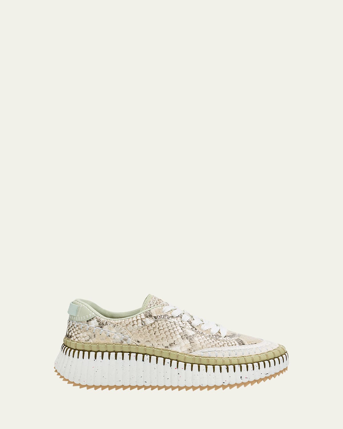 Chloé Nama Python-print Leather Stitch Walking Sneakers