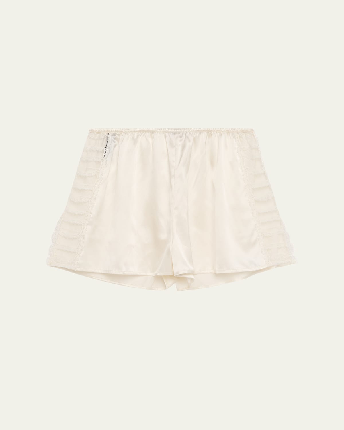 Livy Murmure Lace-trim Silk Satin Shorts In Neutral