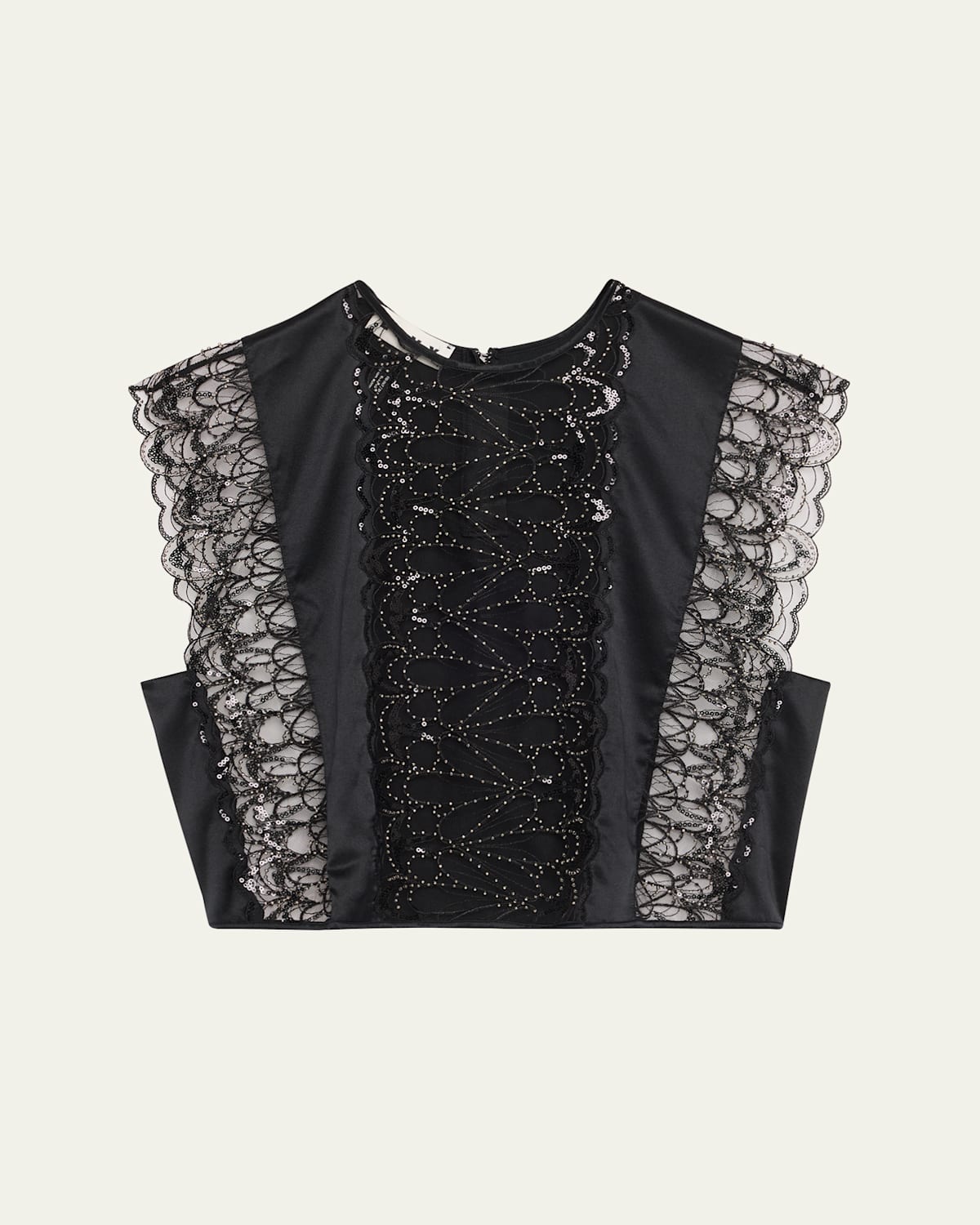 Livy Paradis Bead-embroidered Sheer Top In Black