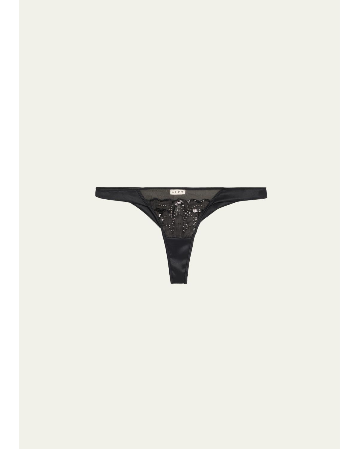 Paradis Bead-Embroidered Silk Satin Tanga